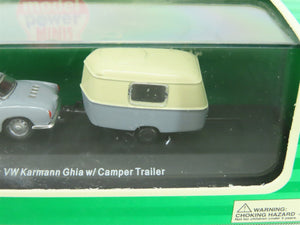 HO Scale Model Power Minis #19671 VW Karmann Ghia w/ Gray Camper Trailer