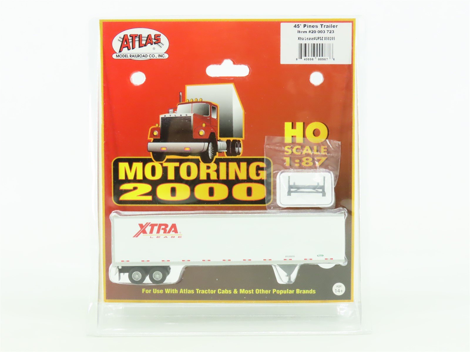 HO Scale Atlas Motoring 2000 #20003723 UPSZ Xtra Lease 45' Pines Trailer #850205