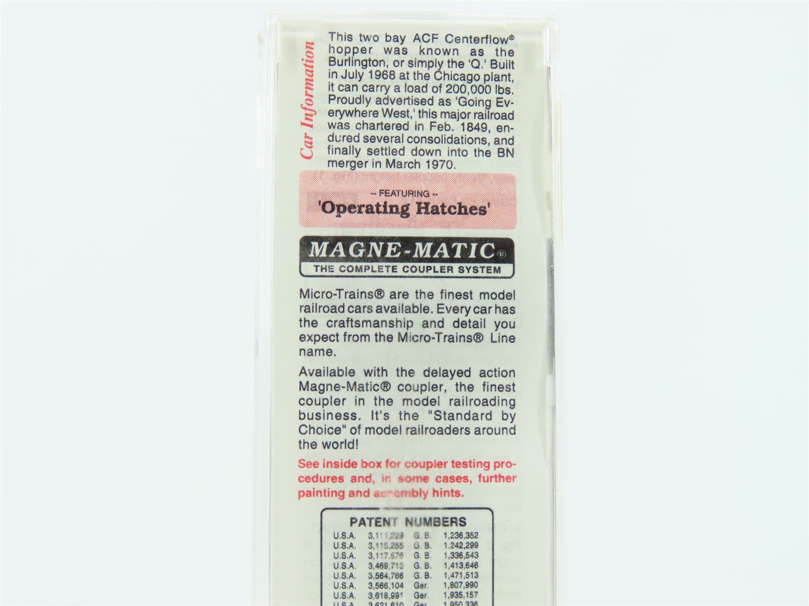 N Micro-Train MTL 92070 CB&Q Burlington Route 2-Bay ACF Covered Hopper #183925