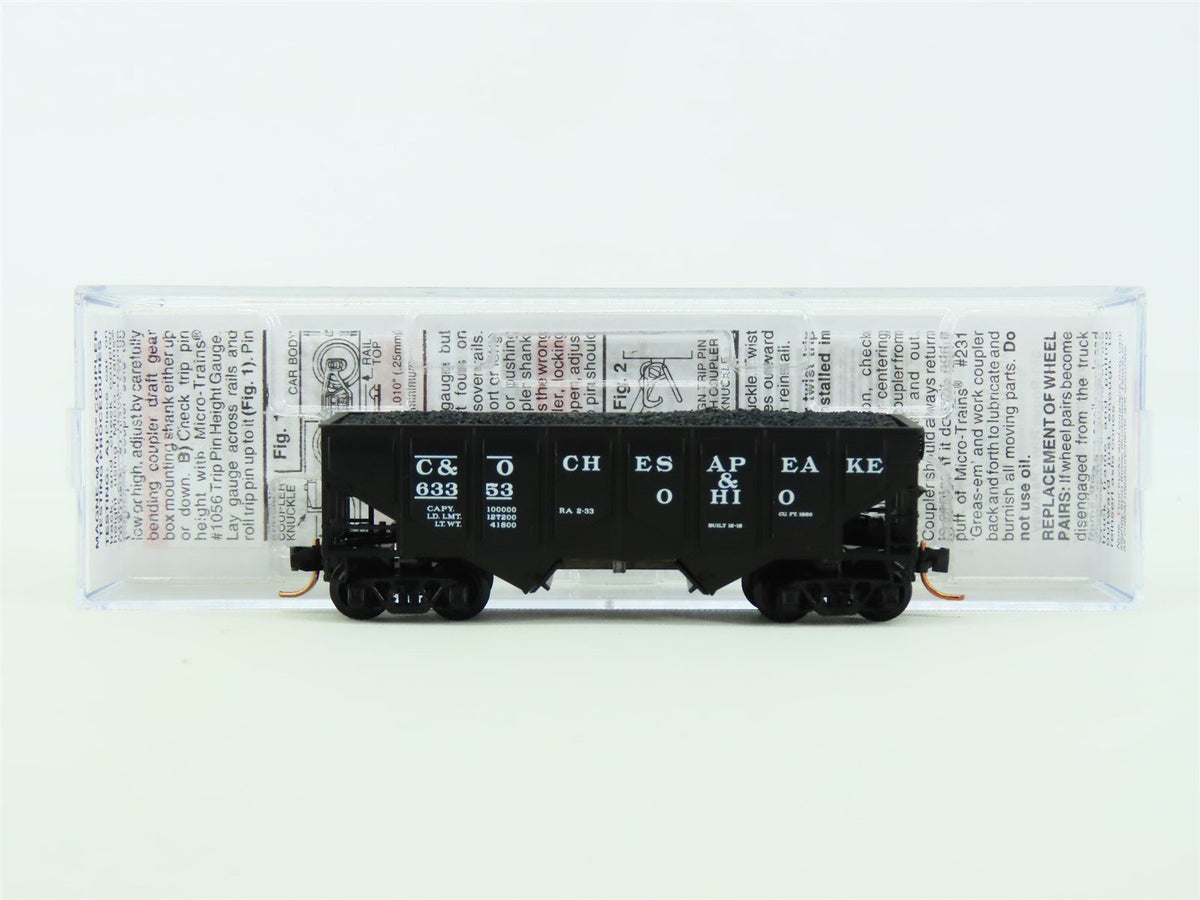 N Scale Micro-Train MTL 08500040 C&amp;O 2-Bay Hopper #63353 w/ Coal Load
