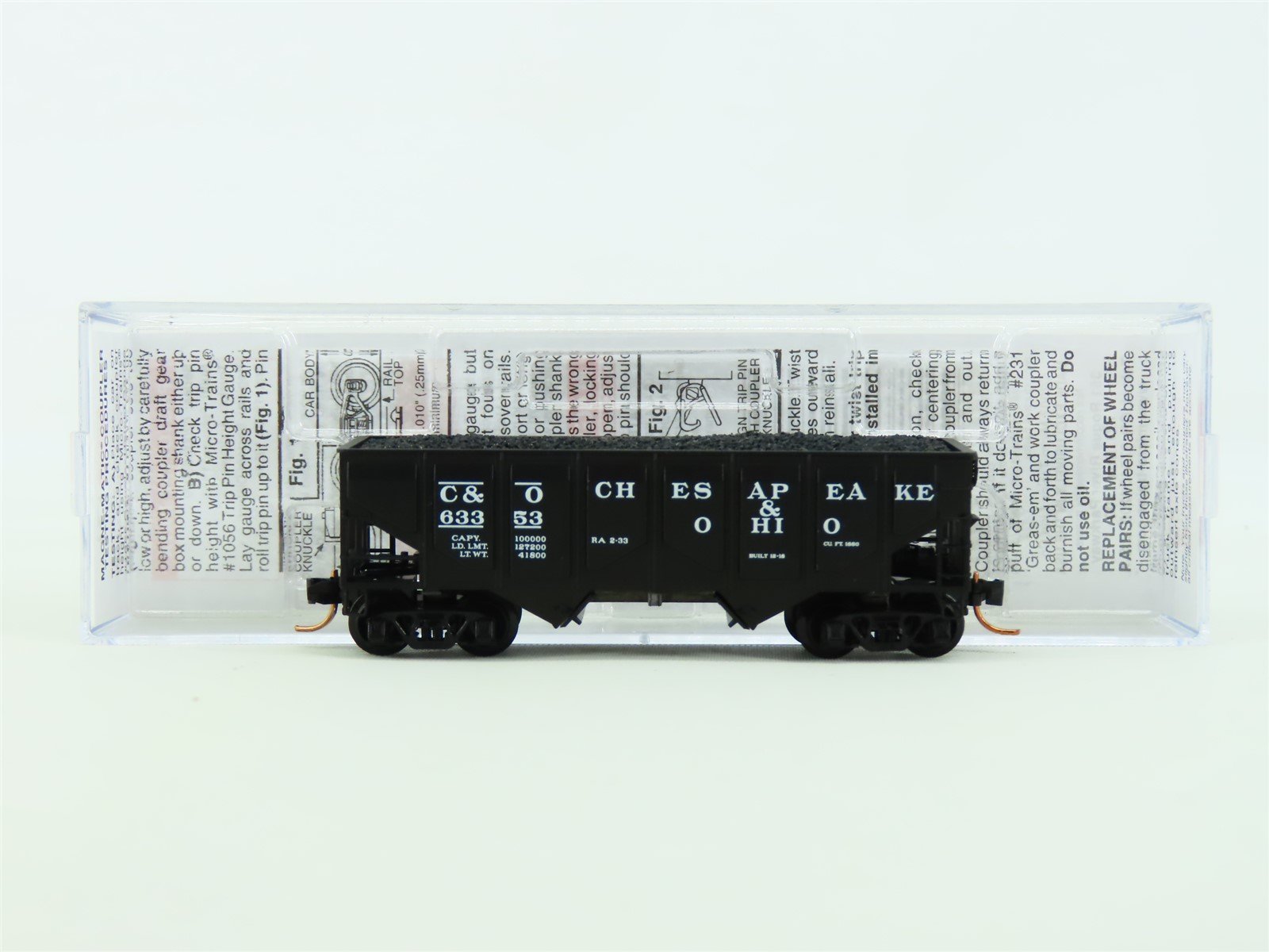 N Scale Micro-Train MTL 08500040 C&O 2-Bay Hopper #63353 w/ Coal Load