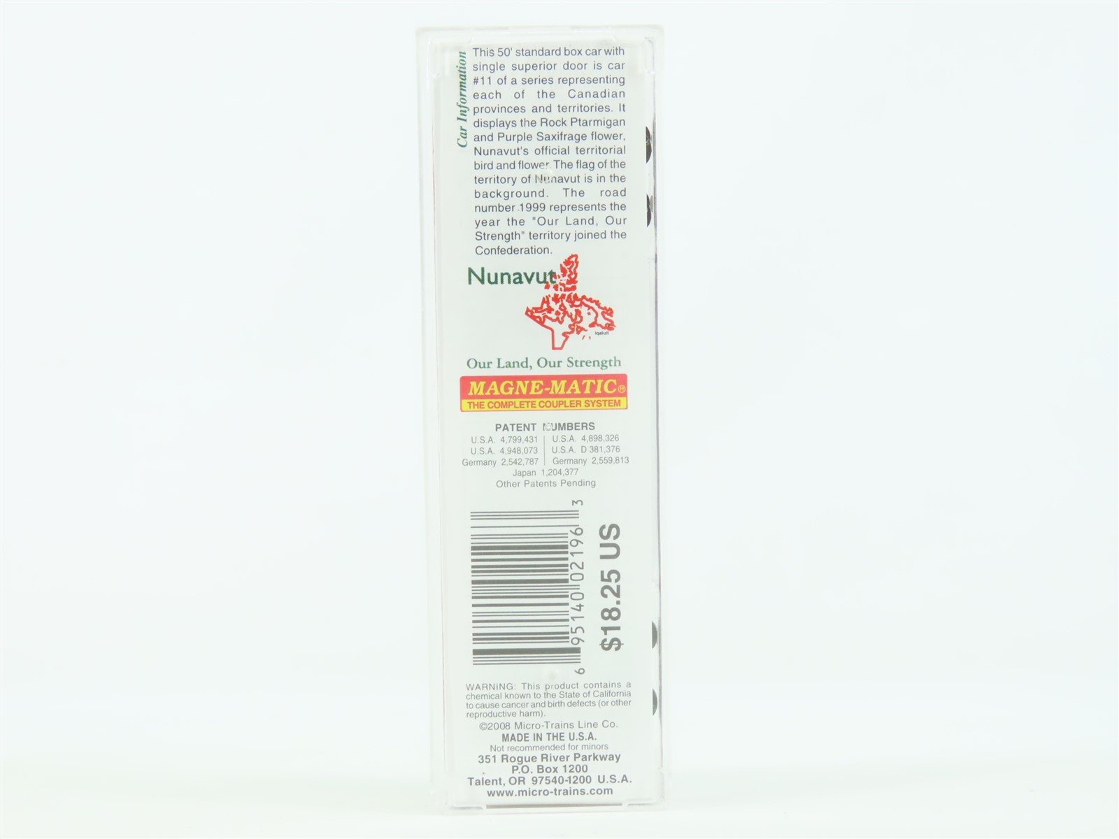 N Scale Micro-Train MTL 077 00 161 NU Nunavut Territory Box Car #1999