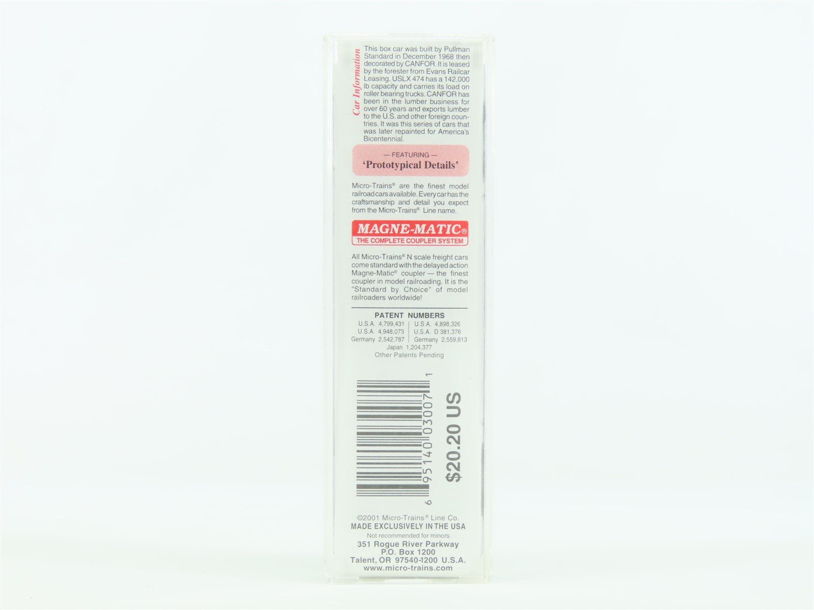 N Scale Micro-Train MTL 75060 USLX Canadian Forest Products LTD Box Car #474