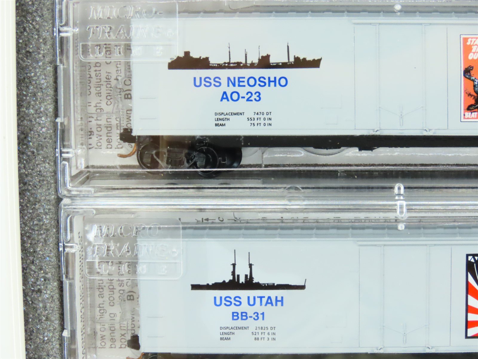 N Micro-Trains MTL 99321060 Battleship Row Pearl Harbor Box Car Set #2 w/ COA