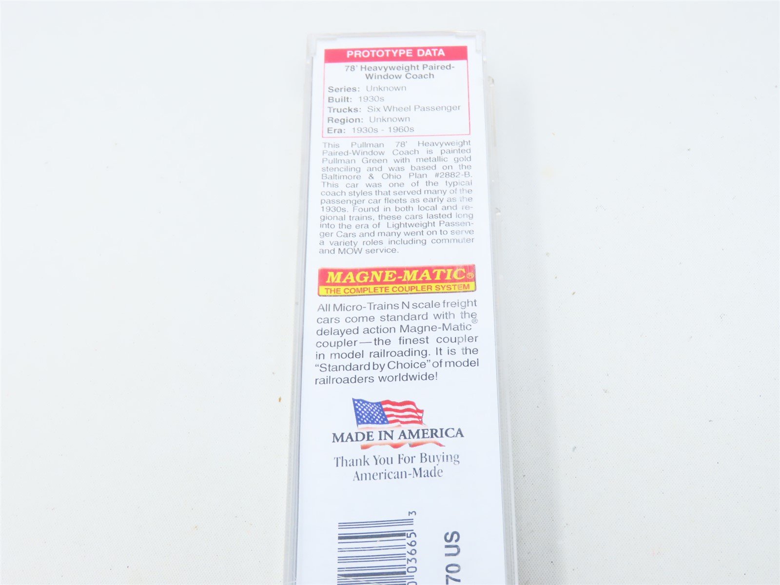 N Scale Micro-Trains MTL #14500010 Pullman 78' Paired-Window Coach Passenger