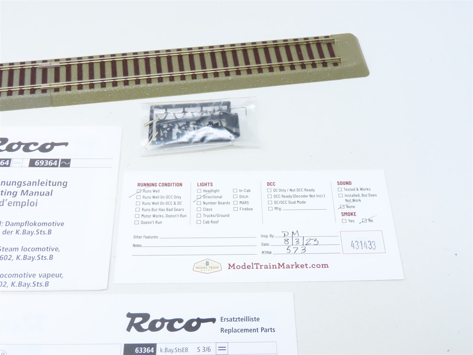 HO Scale Roco 63364 K.Bay.Sts.B. Royal Bavarian 4-6-2 Class S3/6 Steam #3602