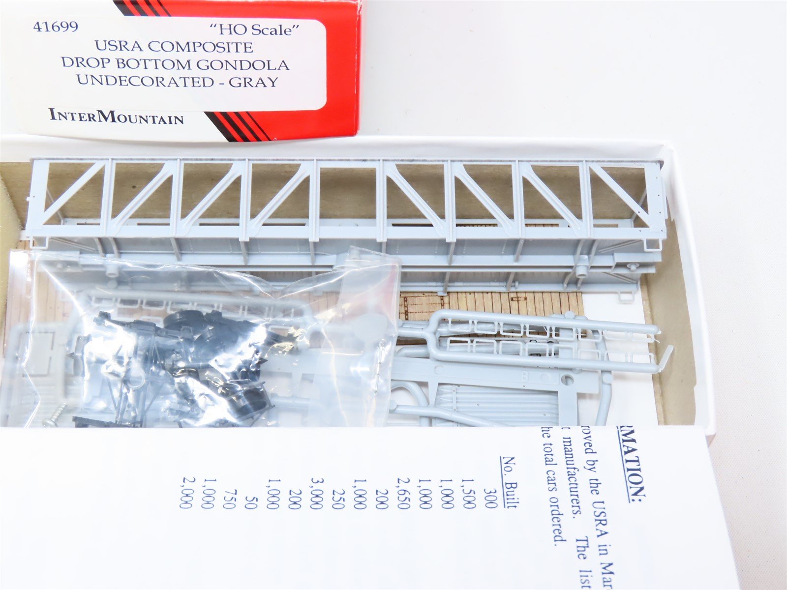 HO InterMountain Kit #41699 Gray Undecorated USRA Composite Drop Bottom Gondola