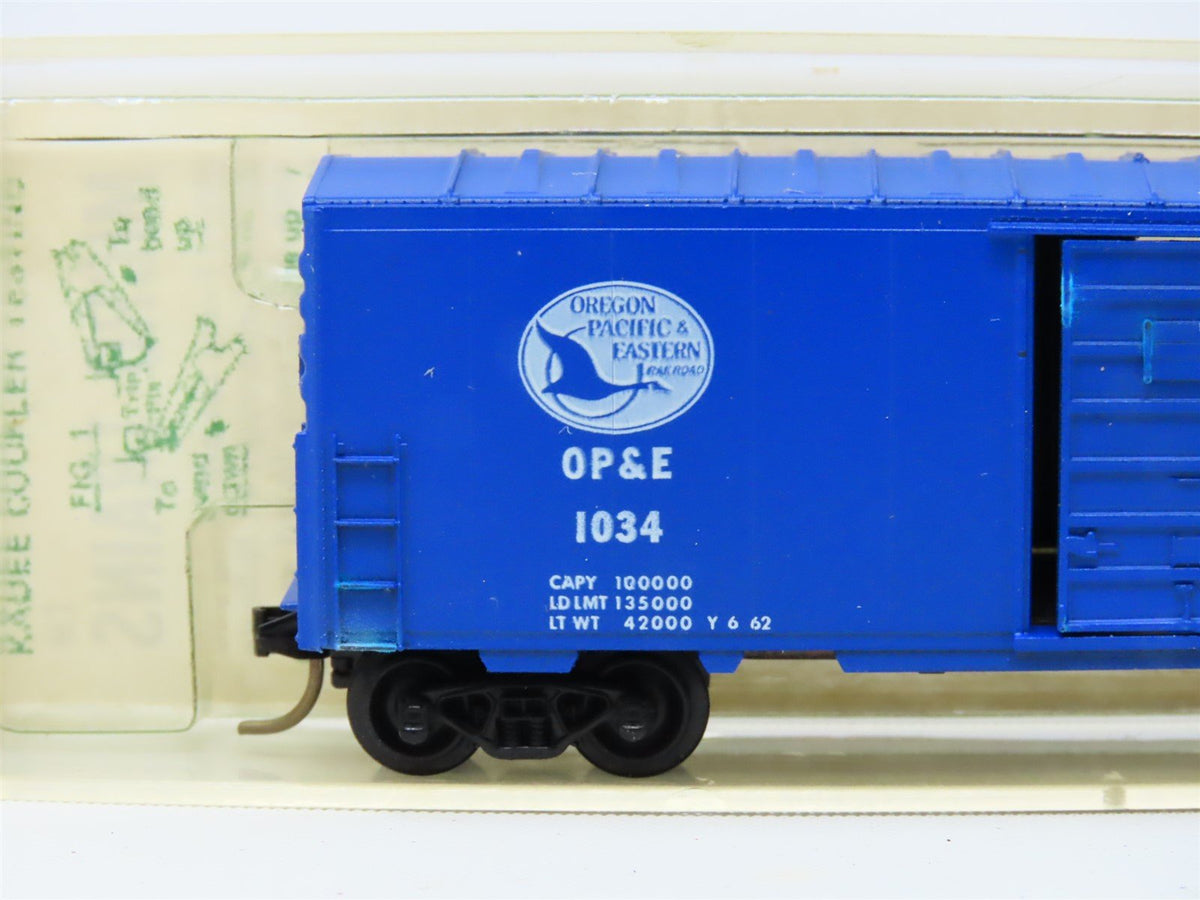 N Scale Micro-Trains MTL Kadee 24384 OP&amp;E 40&#39; Steel Box Car #1034 - Blue Label