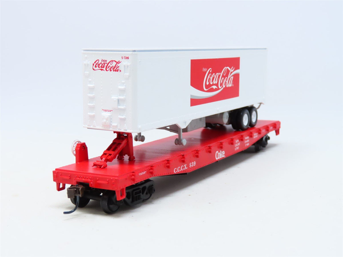 HO Athearn #8301 CCCX Coca-Cola &quot;Enjoy Coke&quot; 50&#39; Flat Car w/ 40&#39; Trailer #839