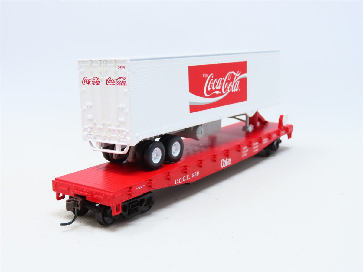 HO Athearn #8301 CCCX Coca-Cola &quot;Enjoy Coke&quot; 50&#39; Flat Car w/ 40&#39; Trailer #839