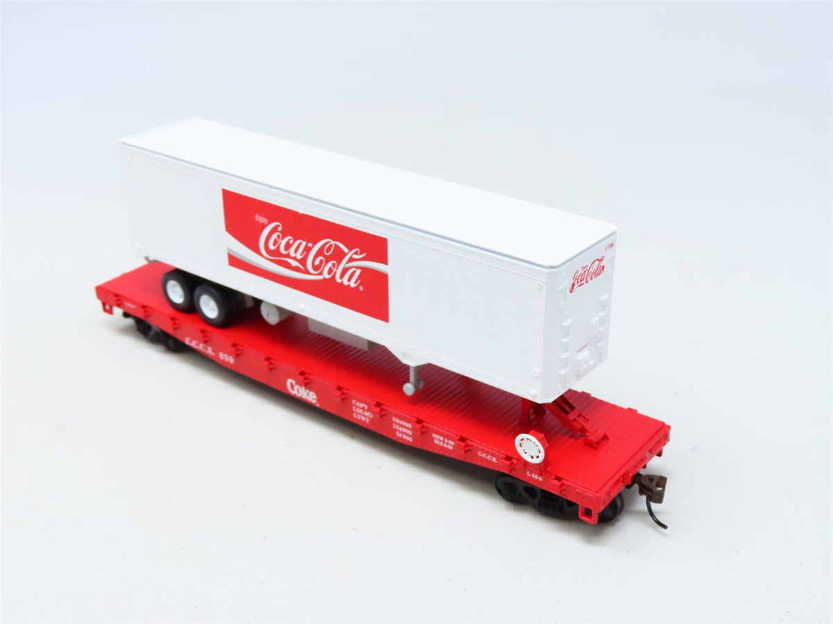 HO Athearn #8301 CCCX Coca-Cola &quot;Enjoy Coke&quot; 50&#39; Flat Car w/ 40&#39; Trailer #839