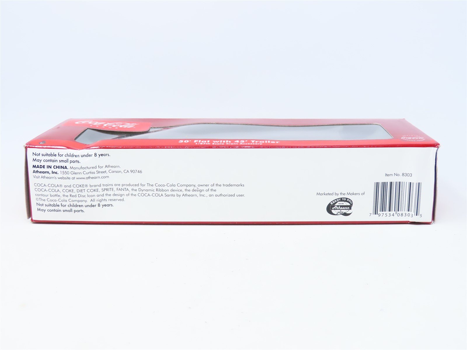 HO Scale Athearn #8303 CCCX Coca-Cola 50' Flat Car w/ 45' Trailer #808