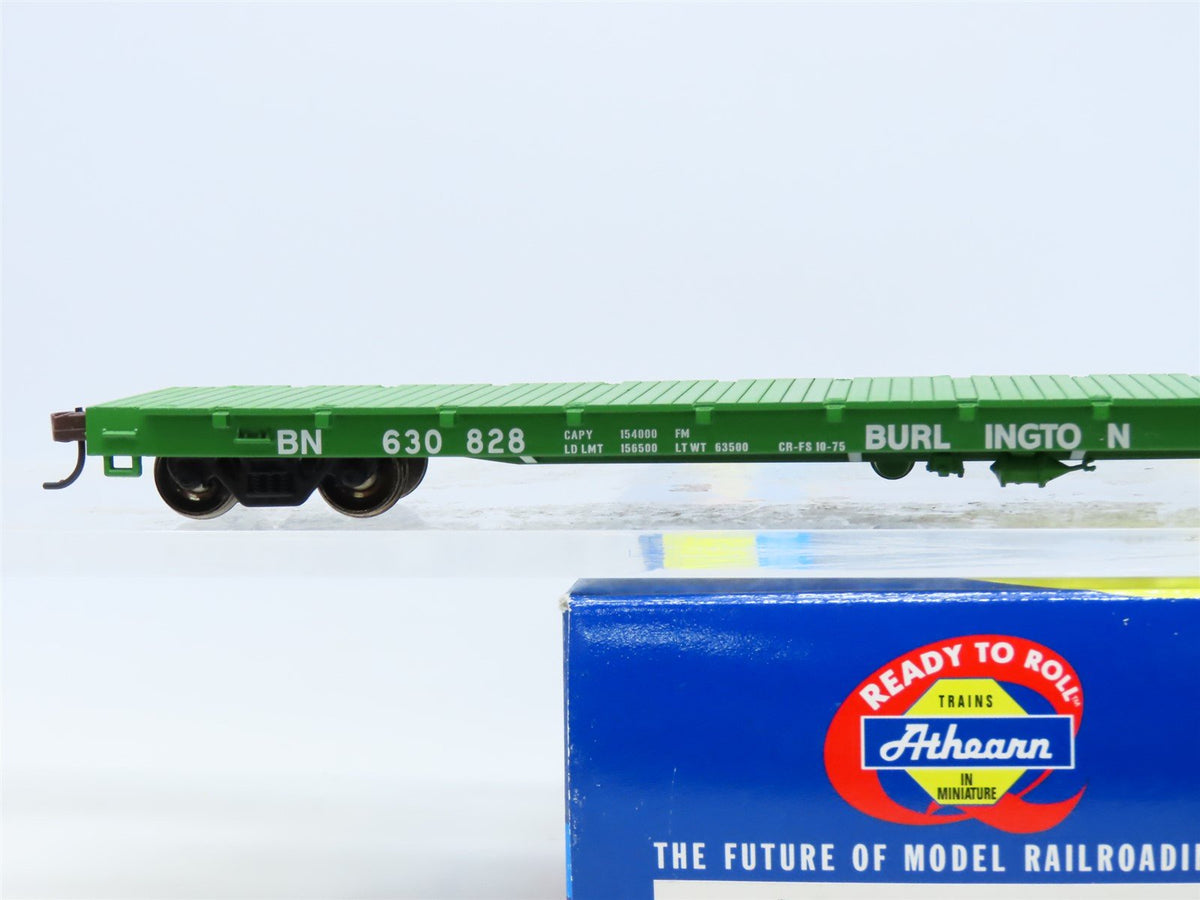 HO Scale Athearn #92674 BN Burlington Northern 60&#39; Flat Car #630828