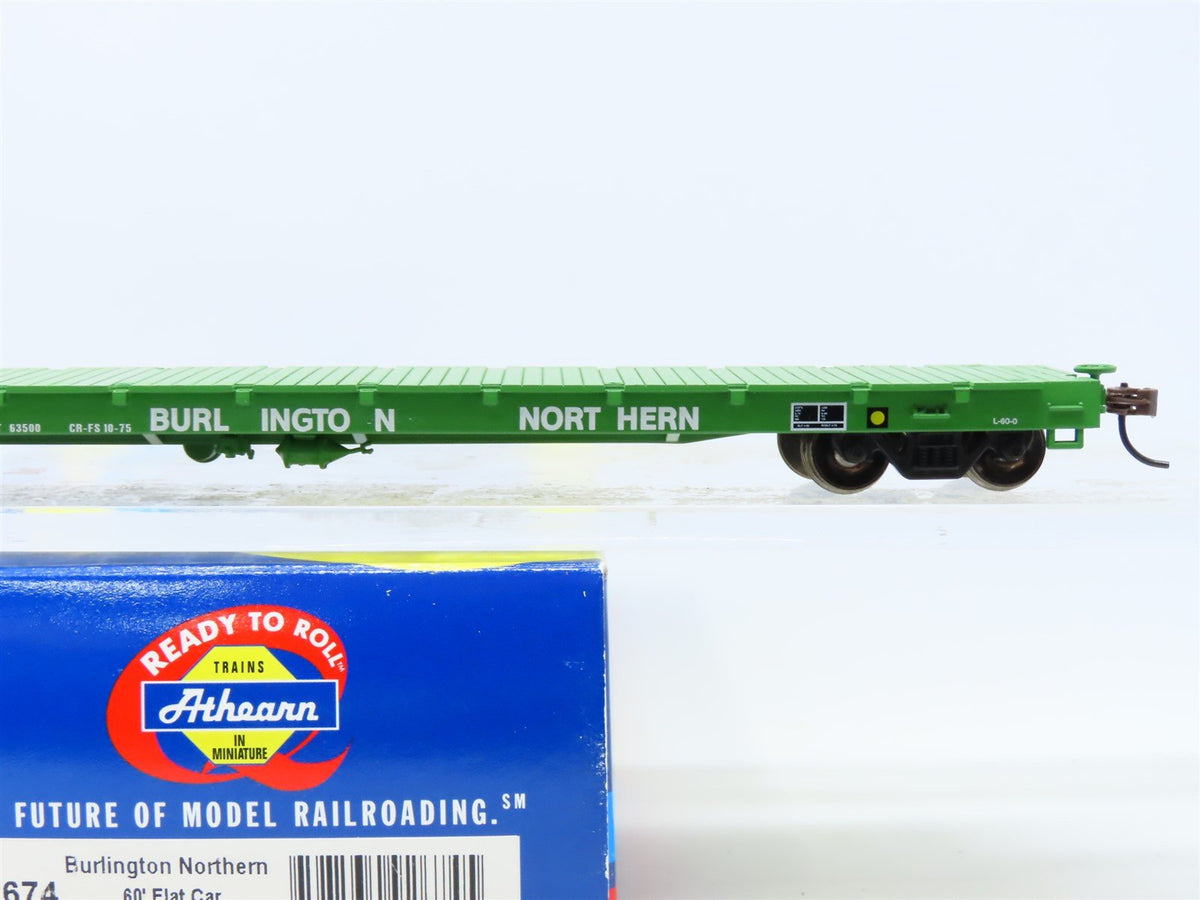 HO Scale Athearn #92674 BN Burlington Northern 60&#39; Flat Car #630828