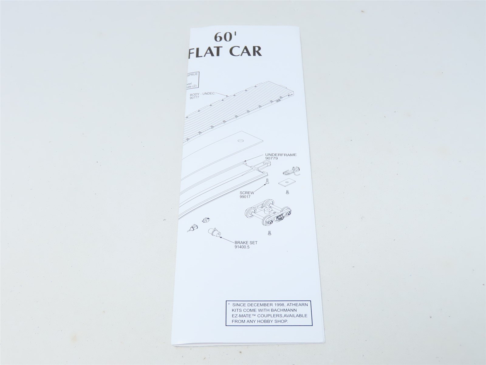 HO Scale Athearn #92674 BN Burlington Northern 60' Flat Car #630828