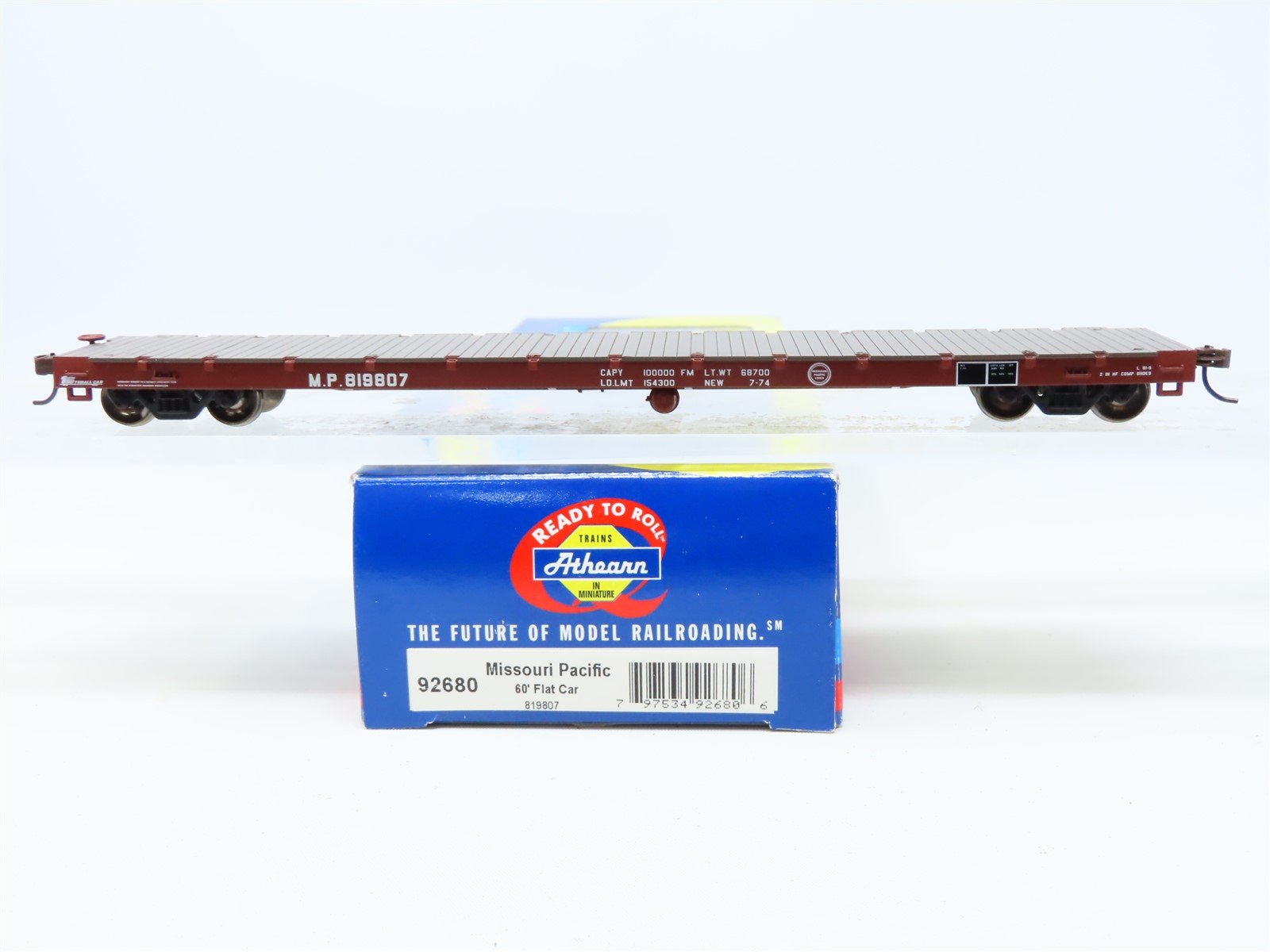 HO Scale Athearn #92680 MP Missouri Pacific 60' Flat Car #819807