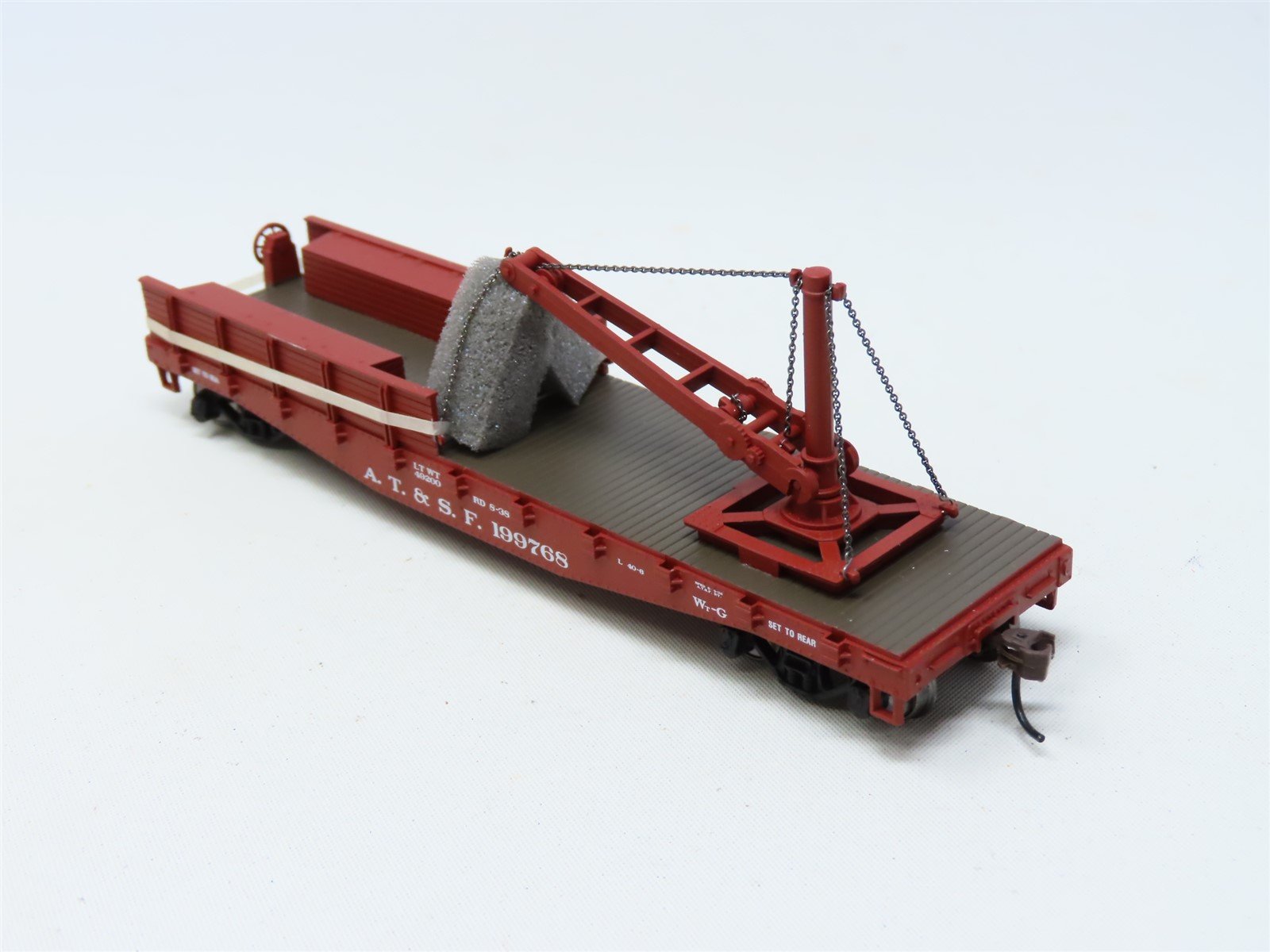 HO Scale Athearn #92221 ATSF Atchison Topeka & Santa Fe Derrick Car #199768