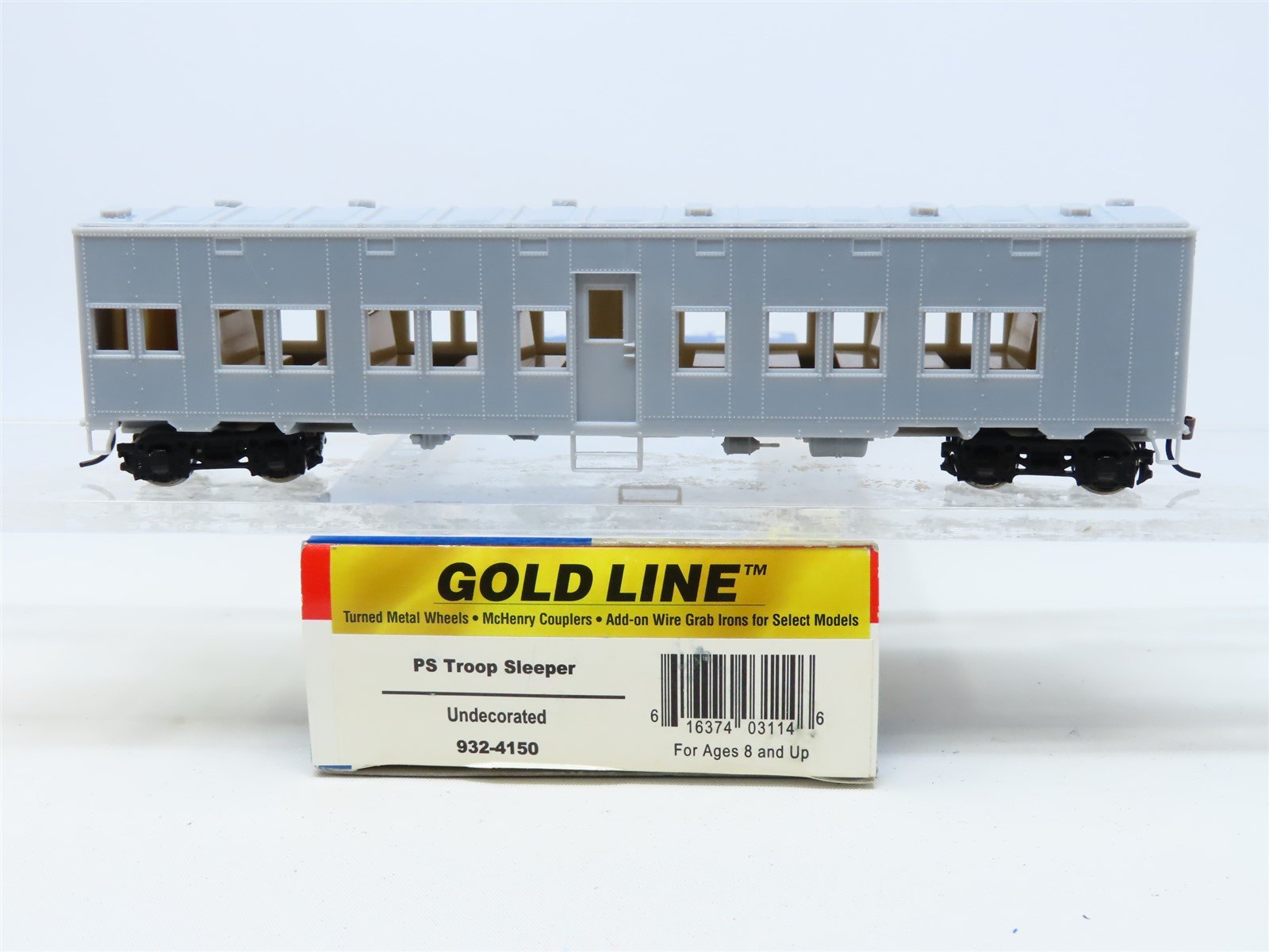 HO Scale Walthers Gold Line #932-4150 Undecorated PS Troop Sleeper Passenger Car