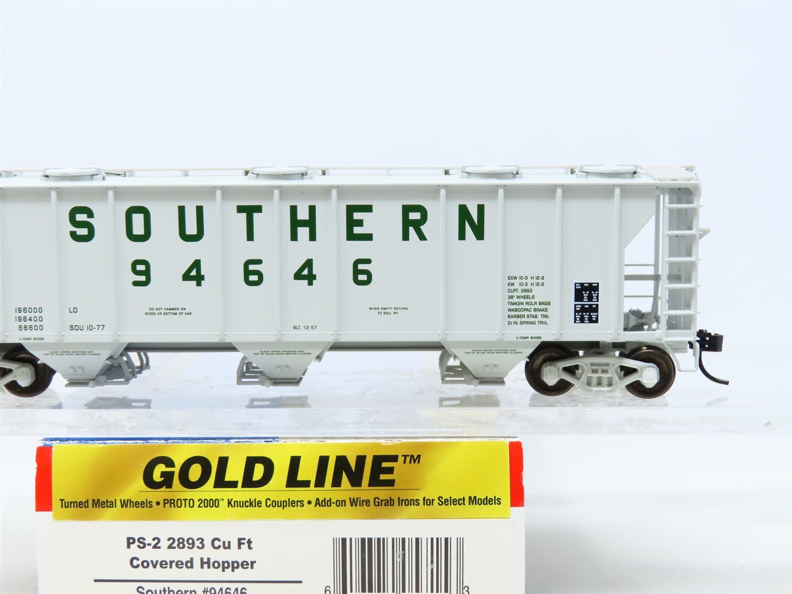 HO Walthers Gold Line #932-7972 SOU Southern Railway 3-Bay Covered Hopper #94646