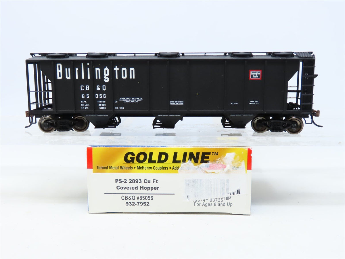 HO Walthers Gold Line #932-7952 CB&amp;Q Burlington Route 3-Bay Covered Hopper 85056