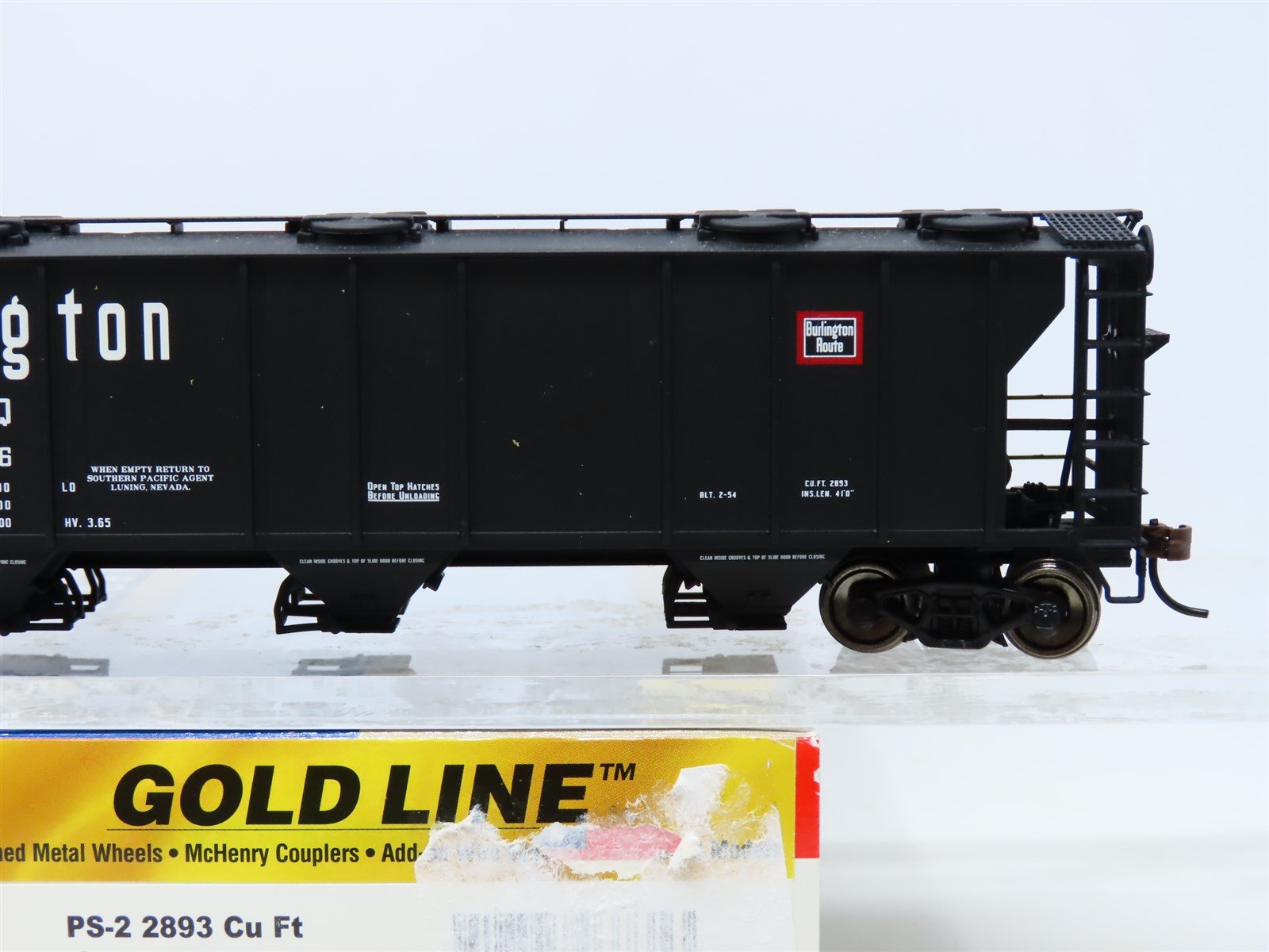 7952 Train HO Walthers Gold Line #932-7952 CB&Q Burlington Route 3-Bay Covered Ho ...