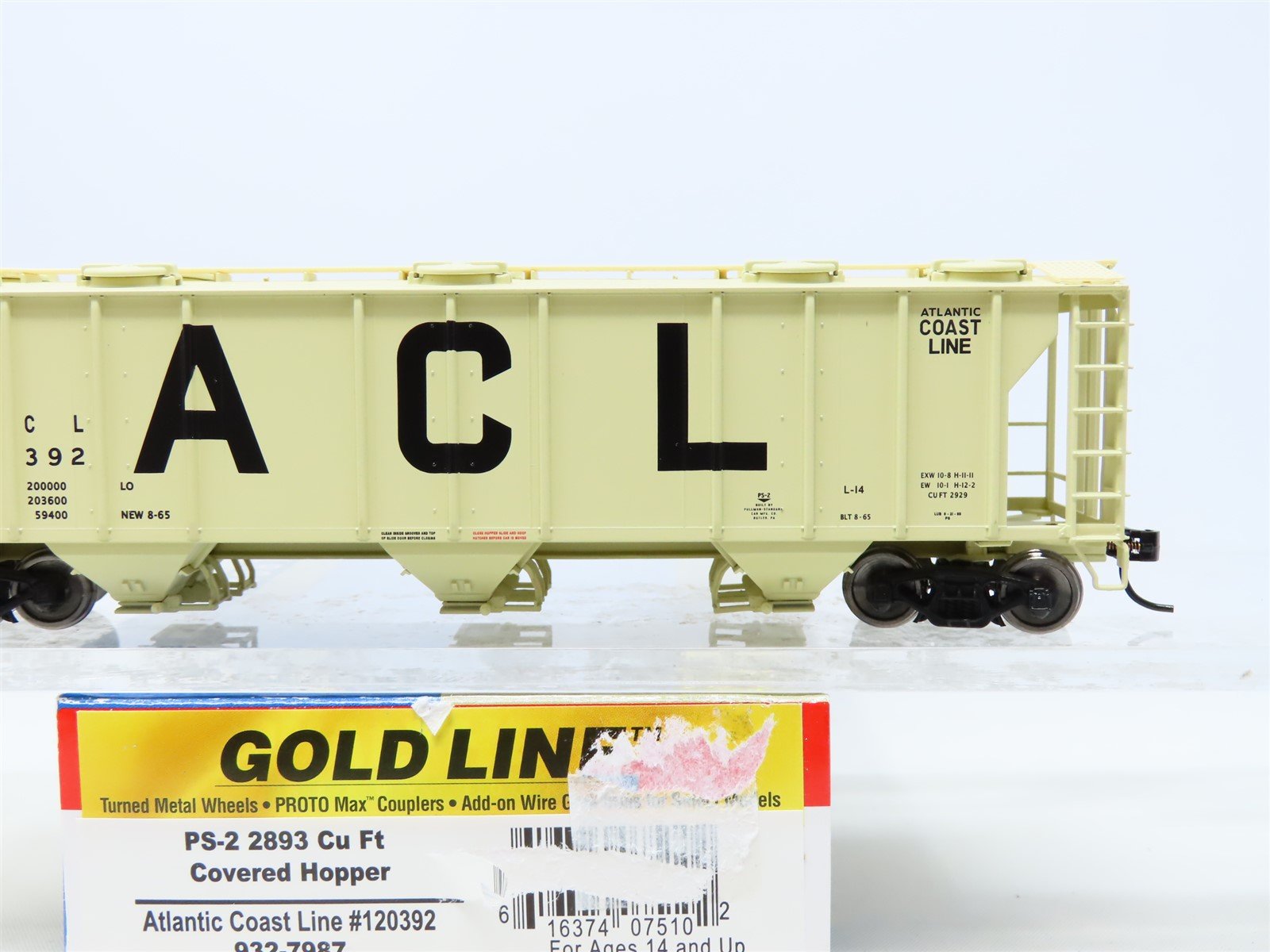 HO Walthers Gold Line #932-7987 ACL Atlantic Coast Line 3-Bay Hopper #120392