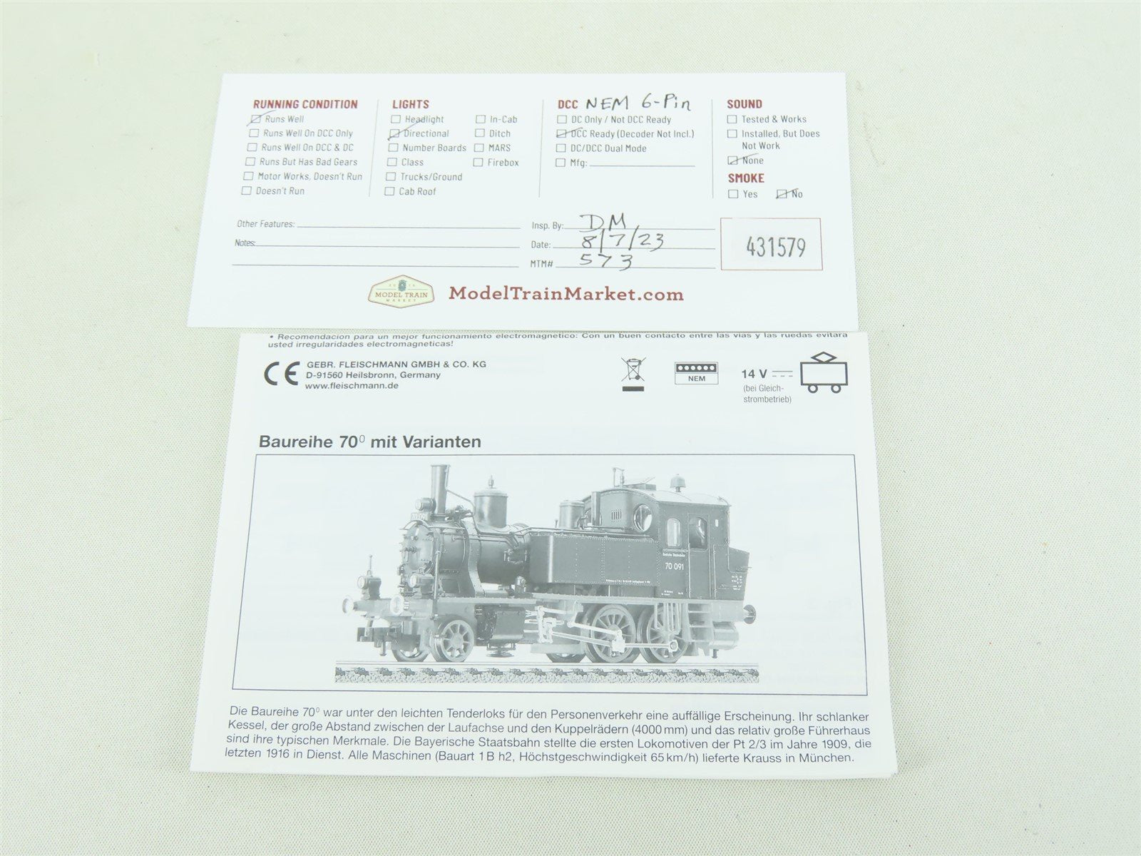 HO Scale Fleischmann 481302 K.Bay.Sts.B. 2-4-0 Class Pt2/3 Steam Train Set