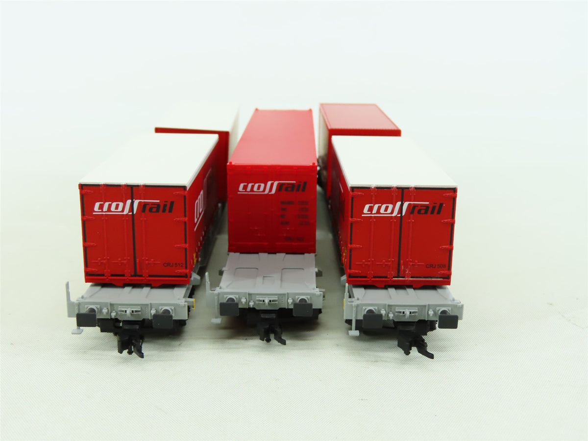 HO Scale Fleischmann 524101 SBB Swiss Flat Cars w/Crossrail Containers 3-Pack