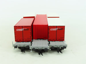 HO Scale Fleischmann 524101 SBB Swiss Flat Cars w/Crossrail Containers 3-Pack