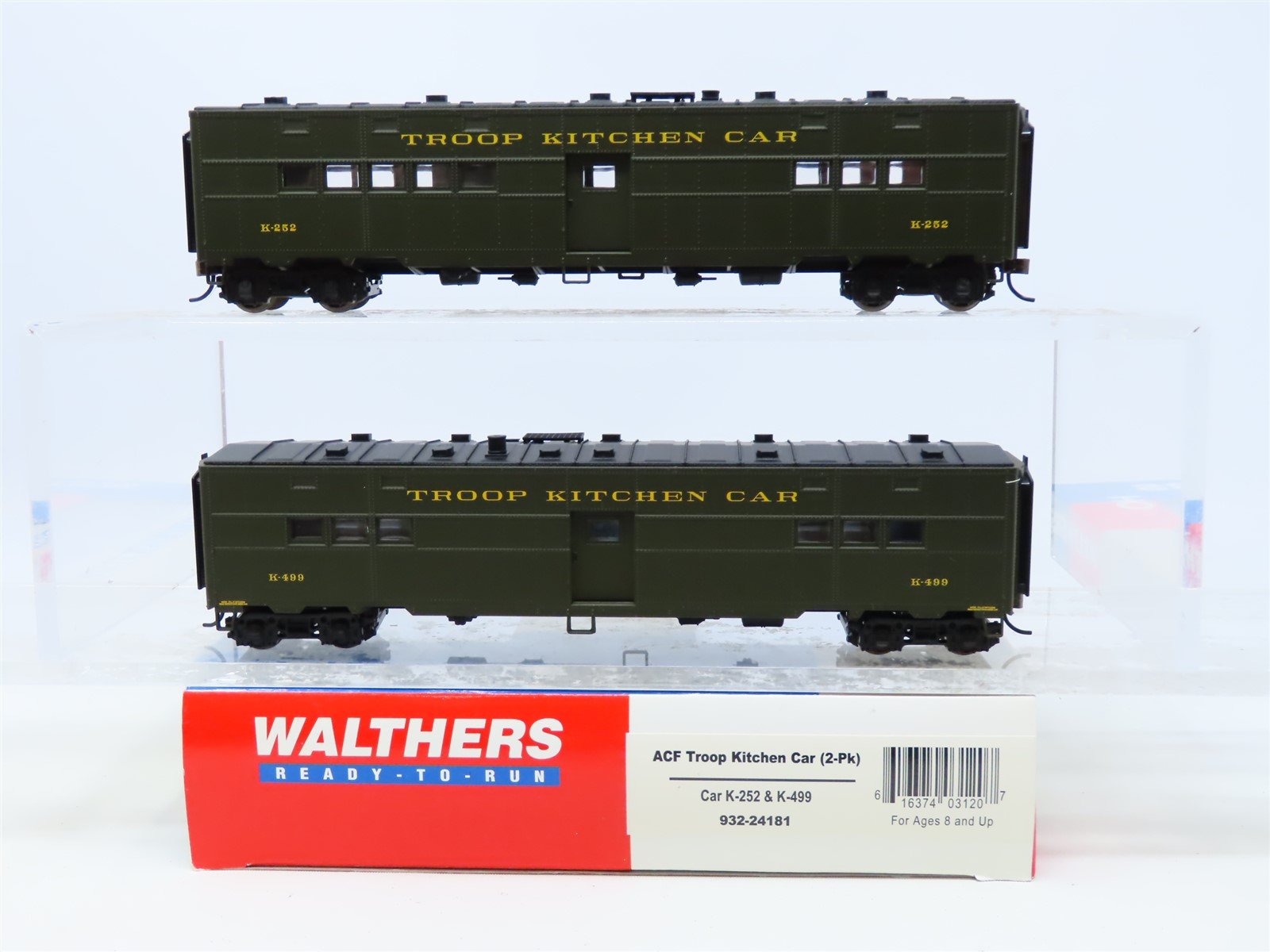 HO Scale Walthers #932-24181 ACF Troop Kitchen Passenger Car 2-Pack