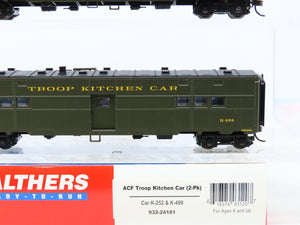 HO Scale Walthers #932-24181 ACF Troop Kitchen Passenger Car 2-Pack