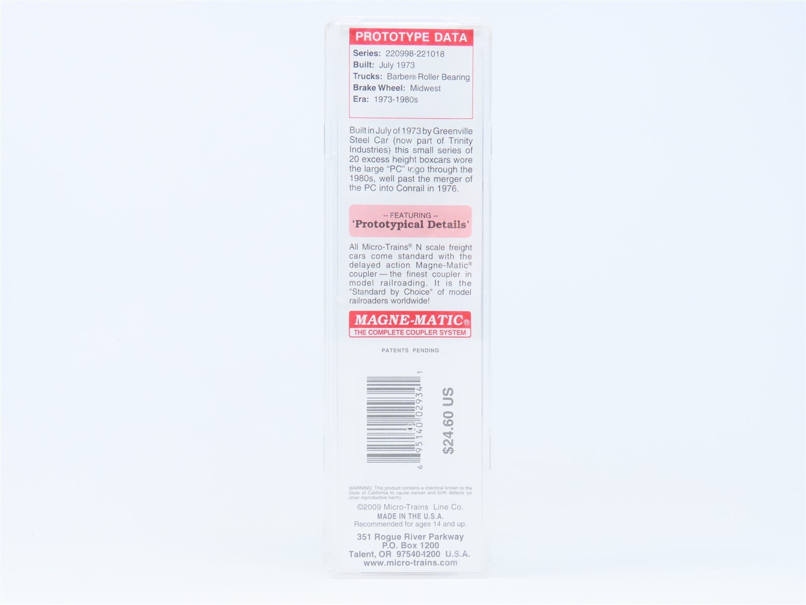 N Scale Micro-Trains MTL 102 00 090 PC Penn Central 60' Plug Door Boxcar #221005