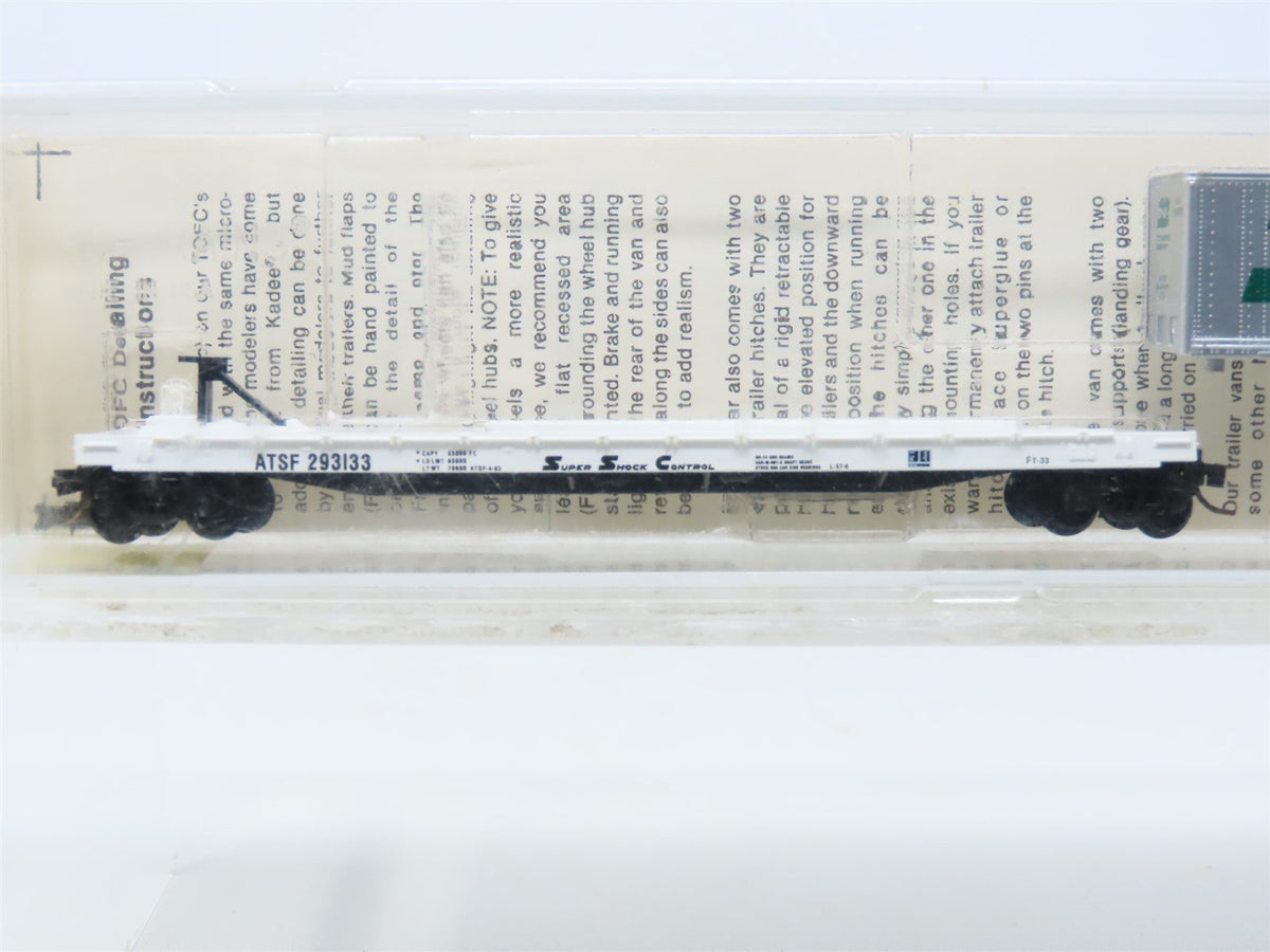 N Scale Micro-Trains MTL 64010 Kadee ATSF Flat Car w/ BN Trailer #293133