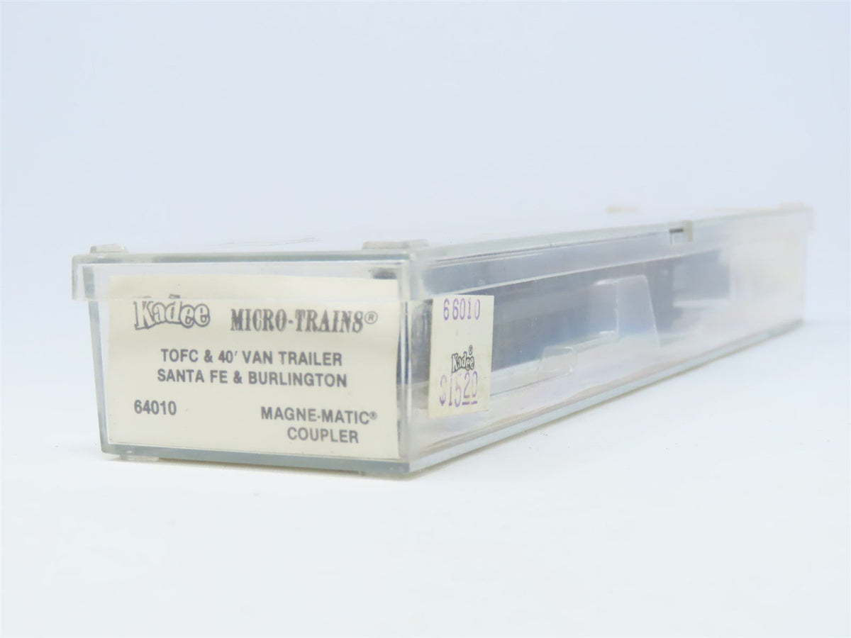 N Scale Micro-Trains MTL 64010 Kadee ATSF Flat Car w/ BN Trailer #293133