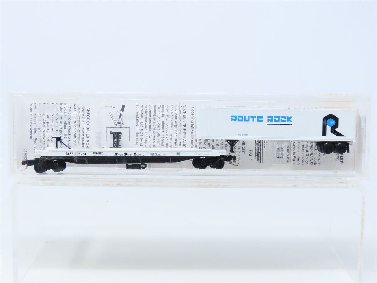 N Scale Micro-Trains MTL 64010 ATSF Flat Car w/ RI Trailer #293284