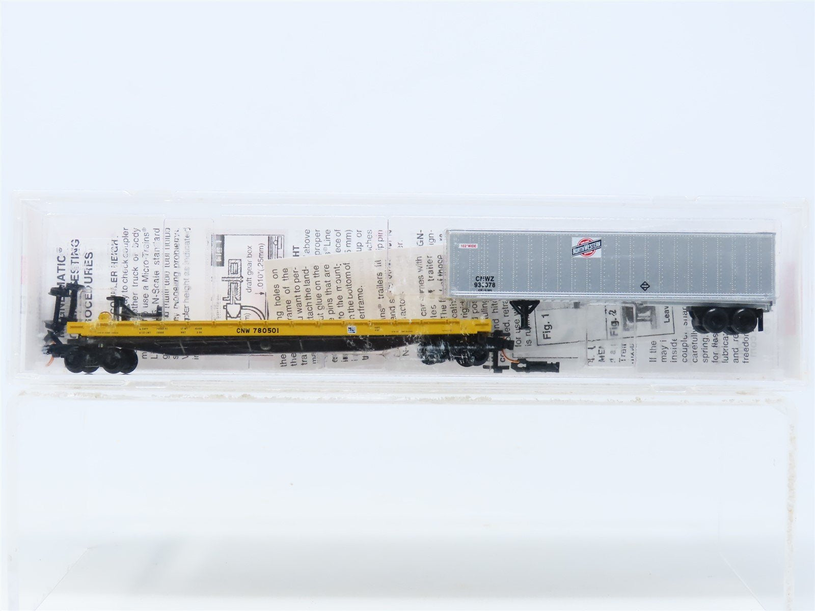 N Scale Micro-Trains MTL 64024 CNW Flat Car w/ NW Trailer #780501