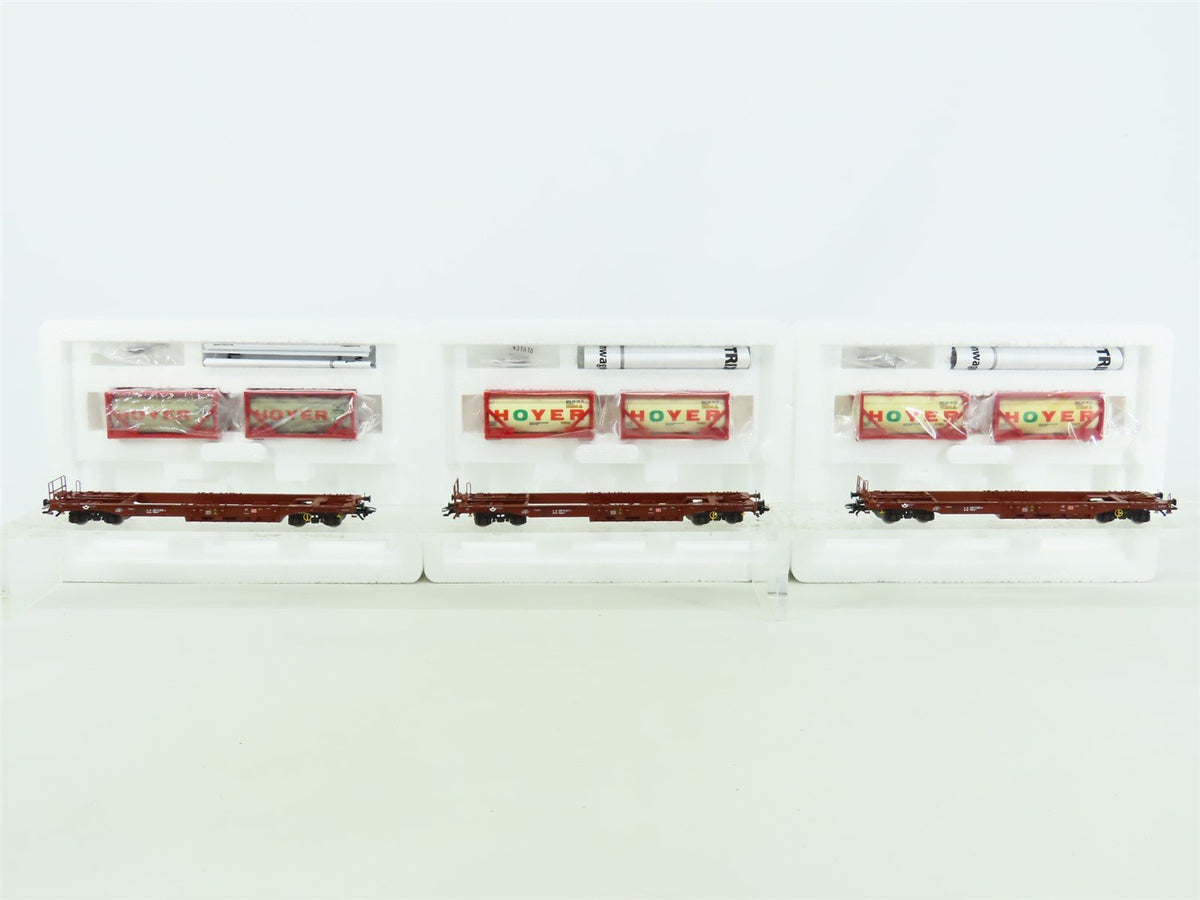 HO Scale Trix 24330 DB German &quot;HOYER&quot; COFC Tank Container Cars 3-Pack