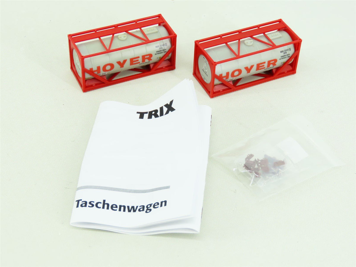 HO Scale Trix 24330 DB German &quot;HOYER&quot; COFC Tank Container Cars 3-Pack