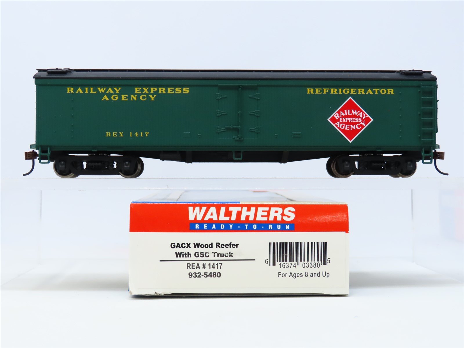 HO Scale Walthers #932-5480 REX Railway Express Agency GACX Wood Reefer #1417