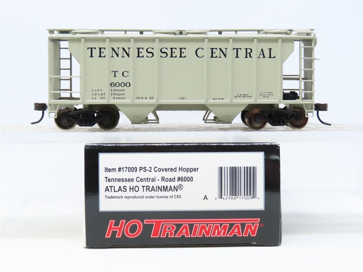 HO Scale Atlas Trainman #17009 TC Tennessee Central 2-Bay Covered Hopper #6000