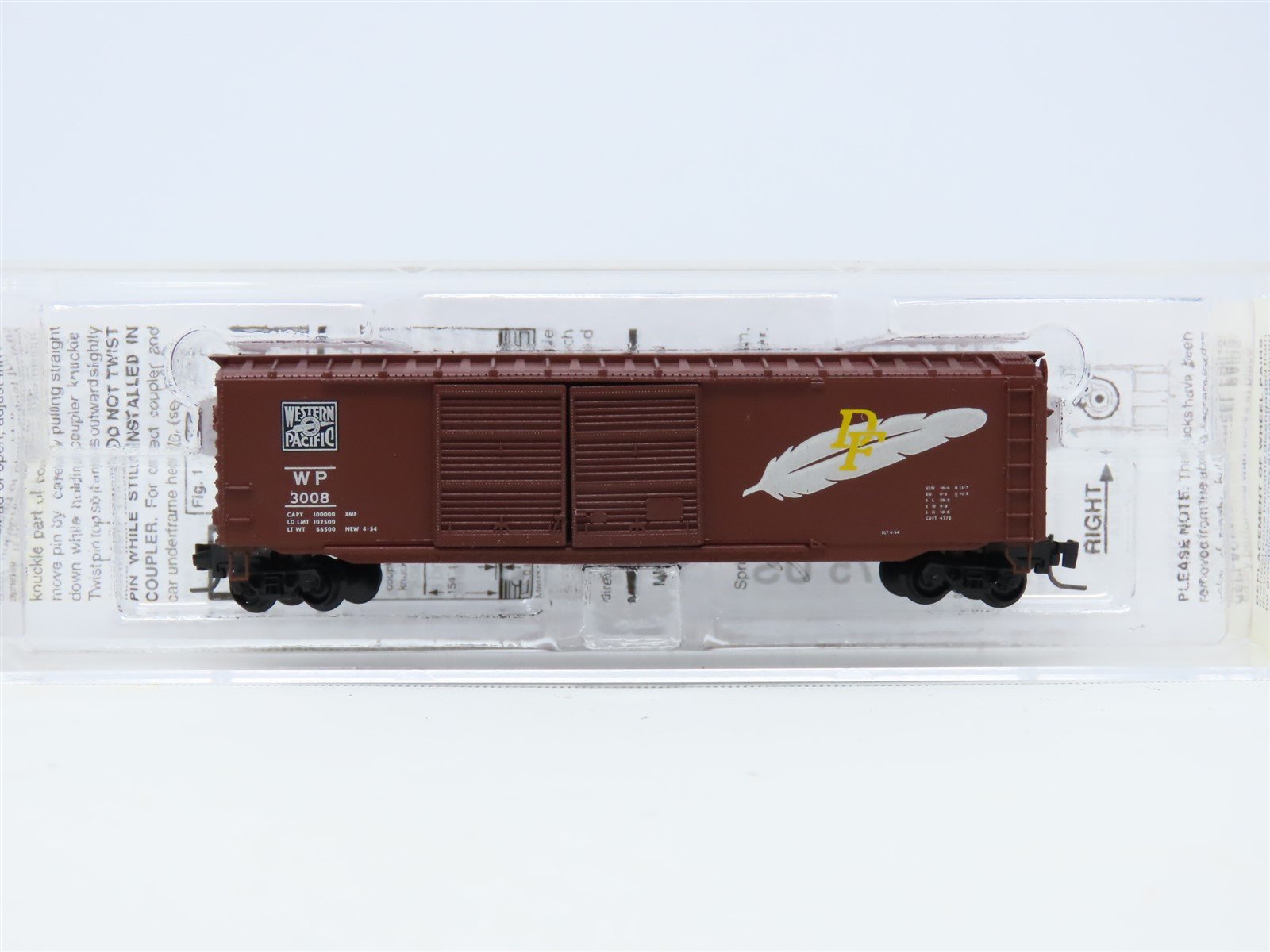 Z Scale Micro-Trains MTL 50600232 WP Western Pacific "Feather" 50' Box Car #3008
