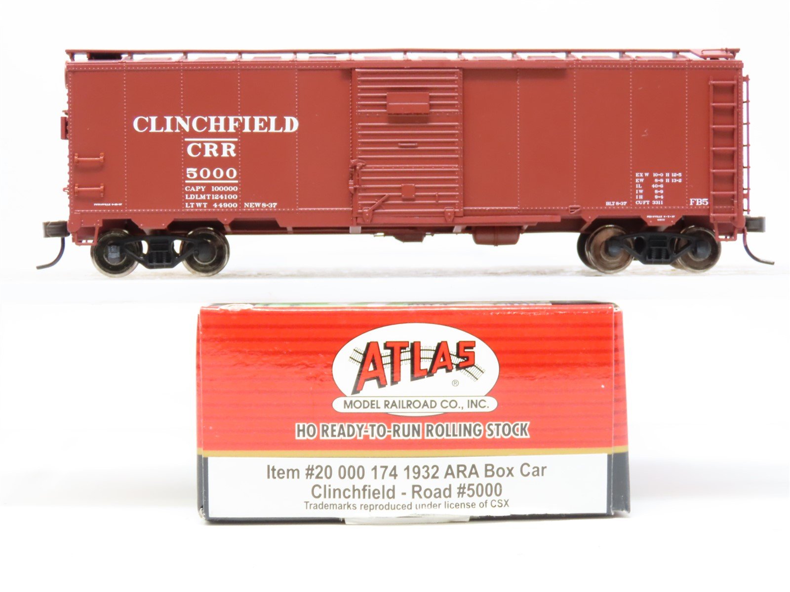 HO Scale Atlas #20000174 CRR Clinchfield 1932 ARA Single Door Box Car #5000