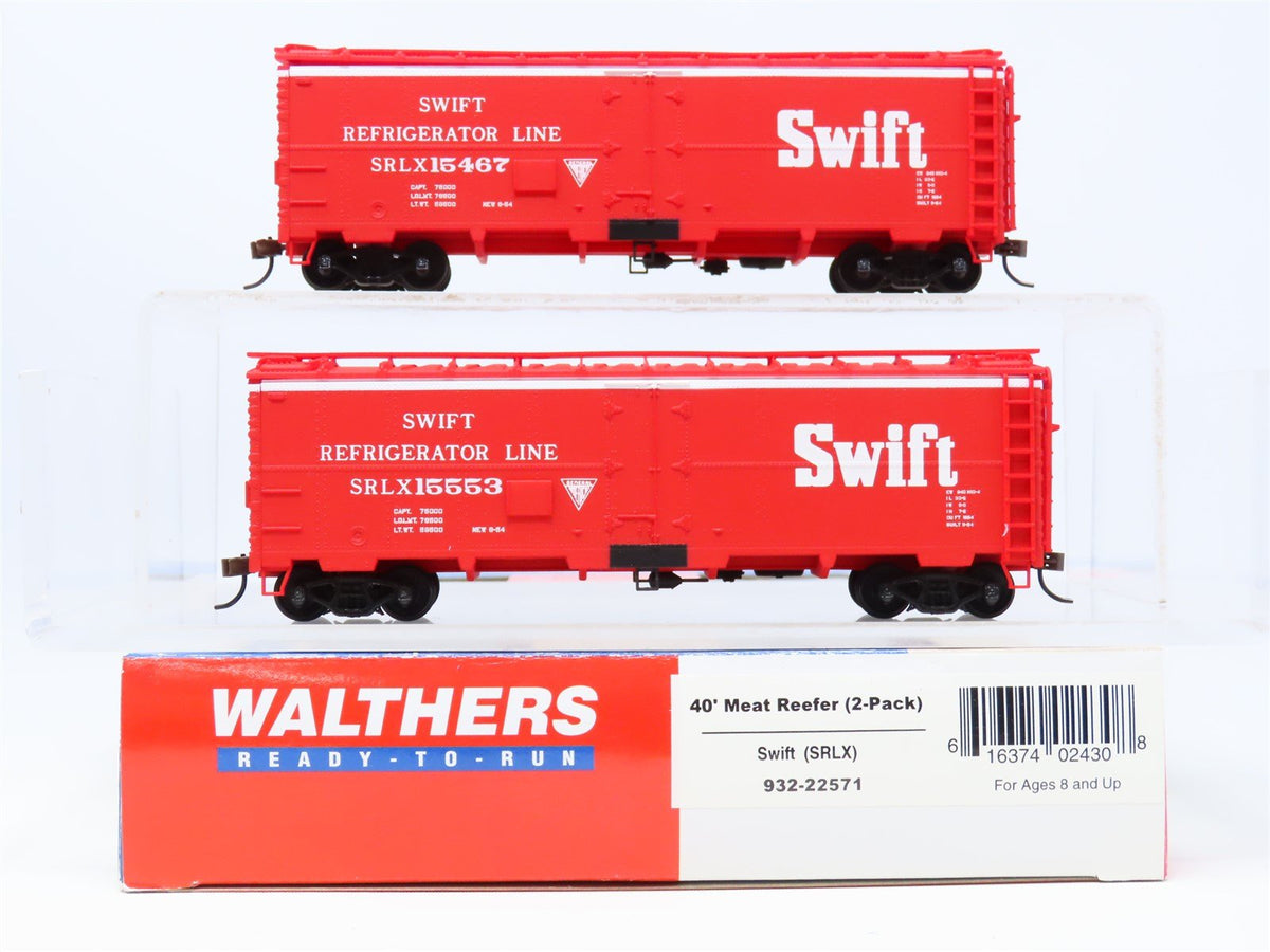 HO Walthers #932-22571 SRLX Swift Refrigerator Line 40&#39; Meat Reefer (2-Pack)