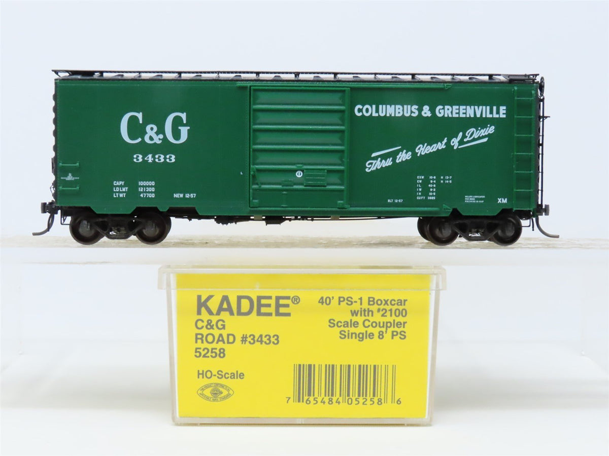 HO Scale Kadee #5258 C&amp;G Columbus &amp; Greenville 40&#39; Single Door Box Car #3433