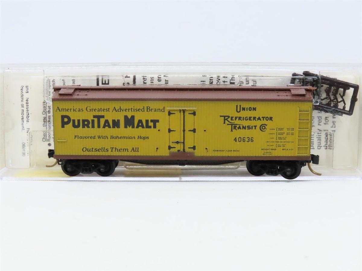 N Scale Micro-Trains MTL 49350 URTC Puritan Malt 40&#39; Wooden Reefer #40636