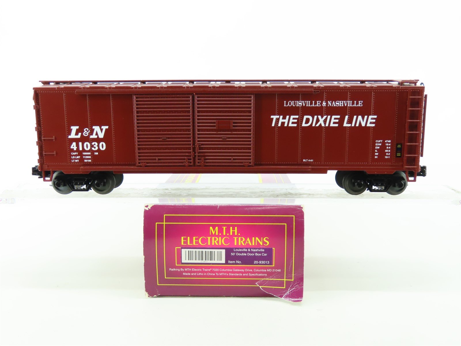 O Gauge 3-Rail MTH 20-93013 L&N Louisville & Nashville 50' Box Car #41030