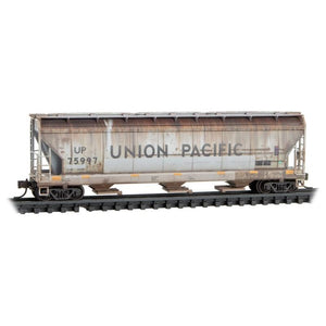 N Micro-Trains MTL 98305052 UP Union Pacific 3-Bay Hopper Set 4-Pack - Weathered