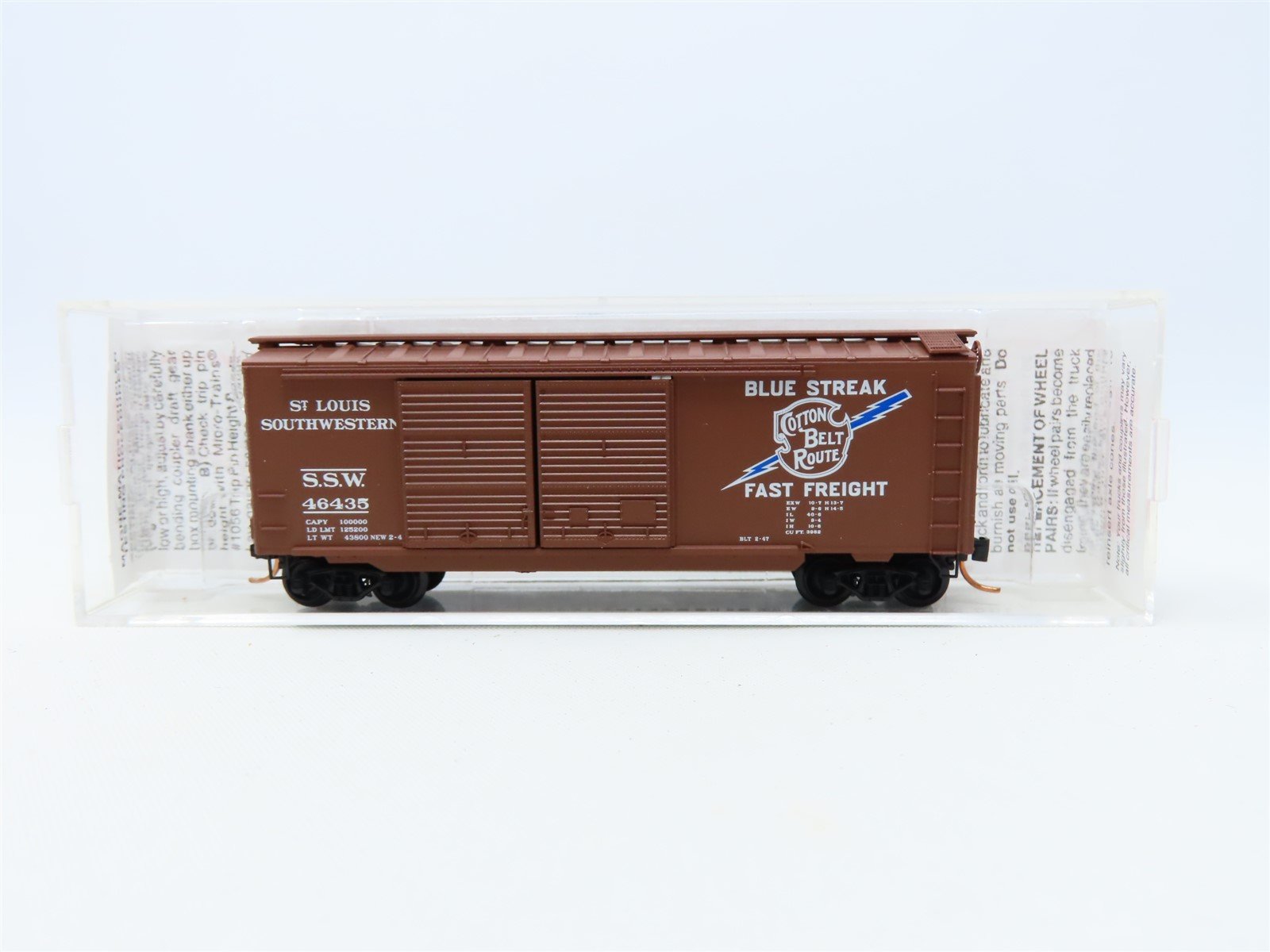 N Scale Micro-Trains MTL #23030 SSW Cotton Belt Blue Streak 40' Box Car #46435