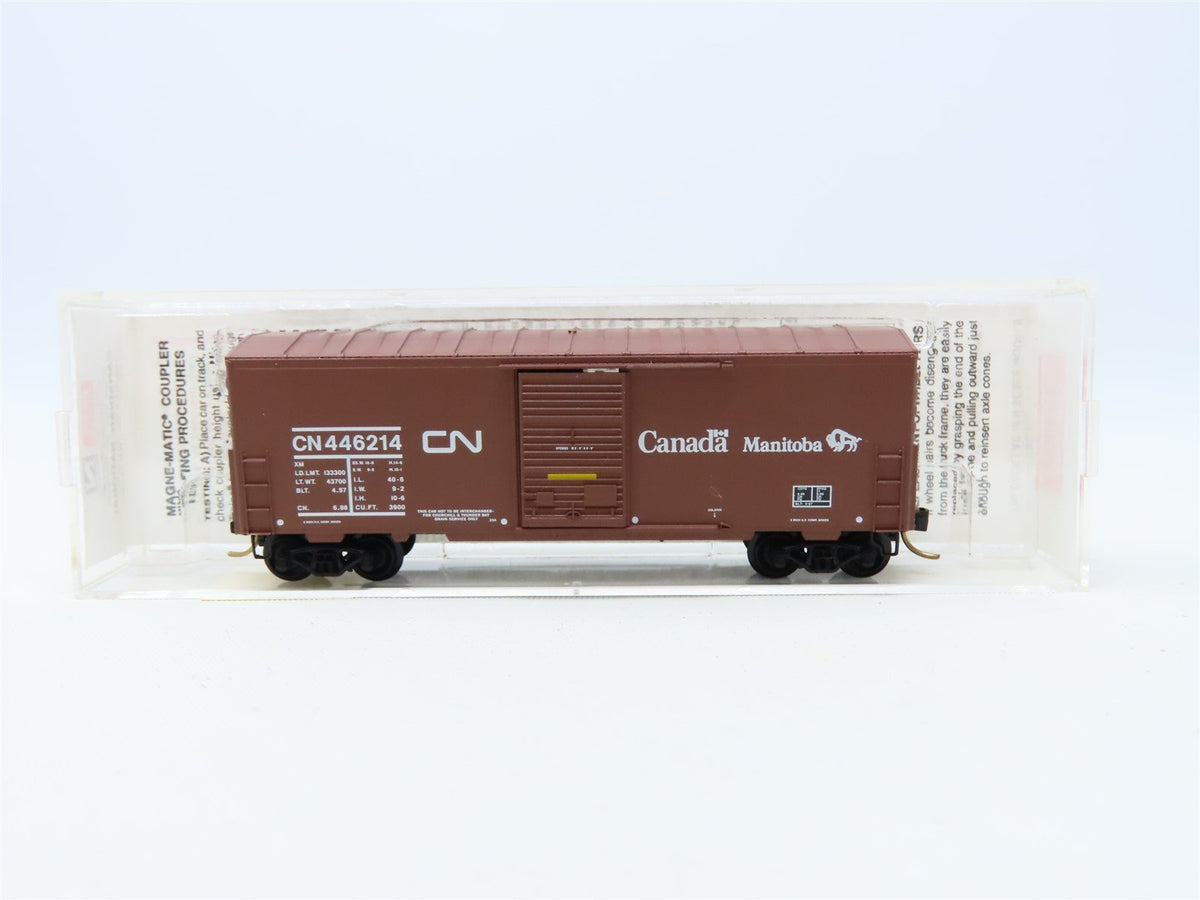 N Micro-Trains MTL #24280 CN Canada Manitoba 40&#39; Single Door Box Car #446214