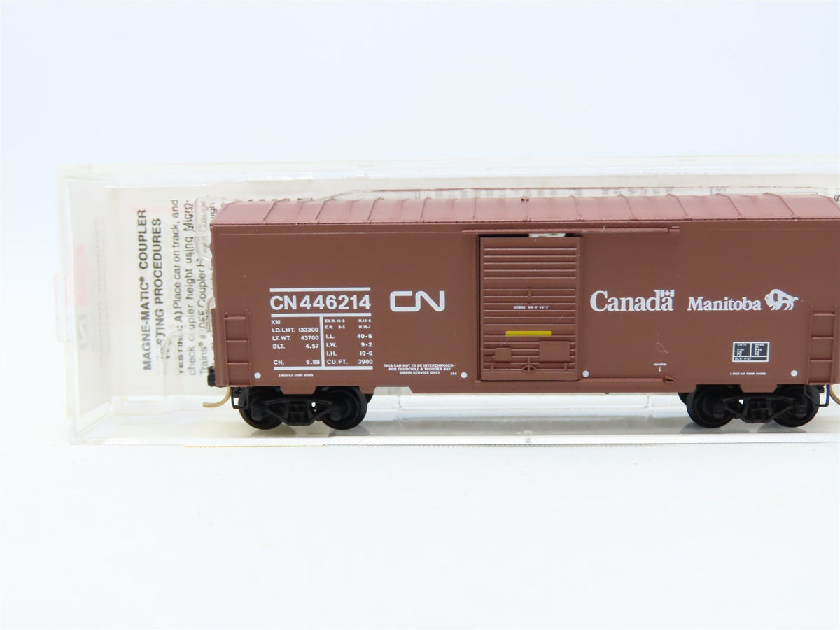 N Micro-Trains MTL #24280 CN Canada Manitoba 40&#39; Single Door Box Car #446214